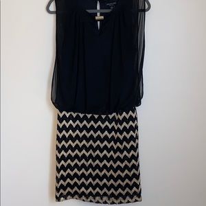 Black and Gold Mini Dress Size 8